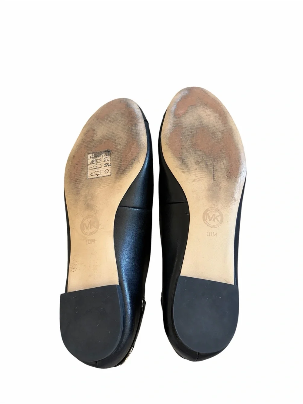 Michael Kors Black Dion Leather Cap-Toe Ballet Flats Size 10